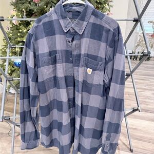 Carhartt Men's Gray and Blue Checkered Shirt